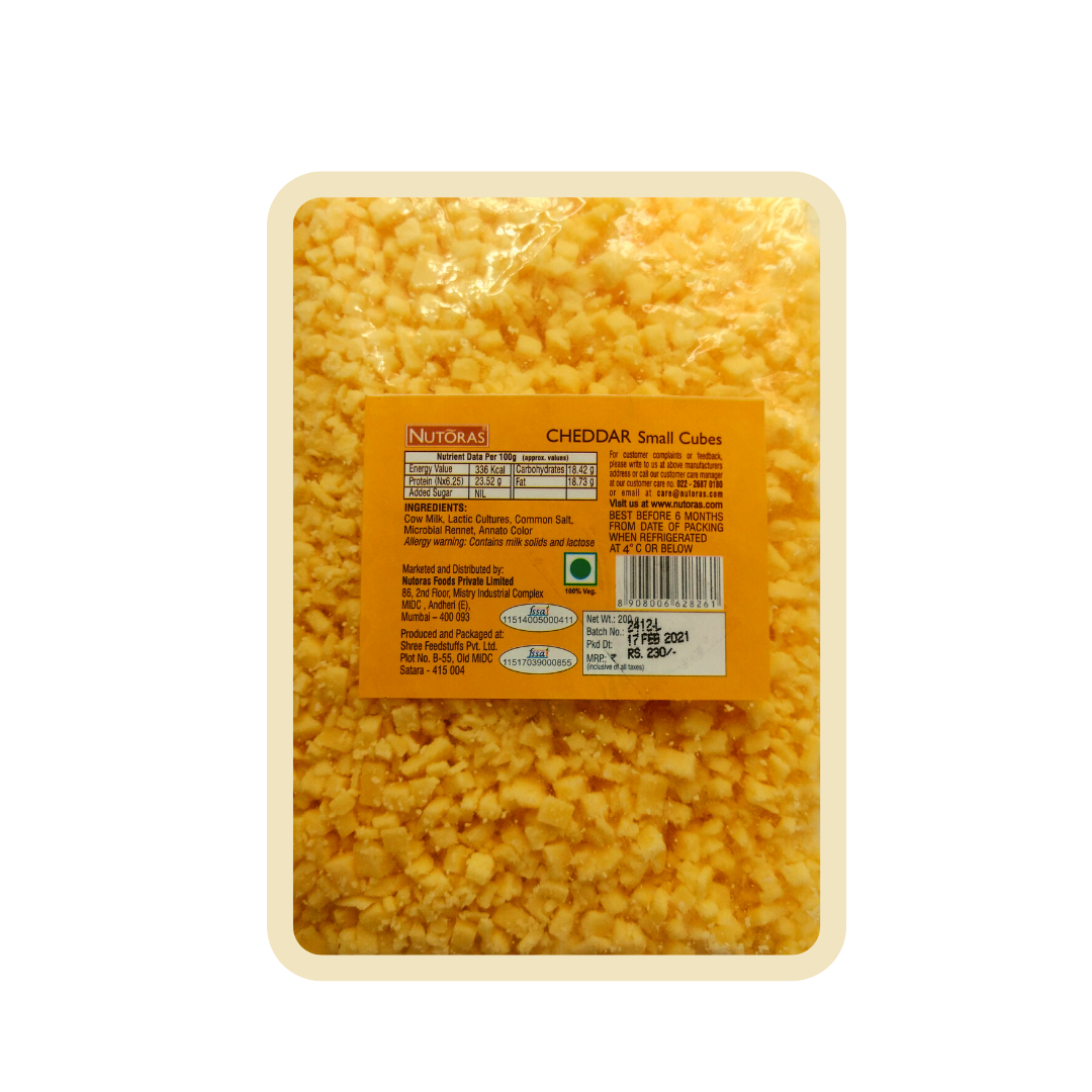 Nutoras Cheddar Cheese Small Cubes 200g