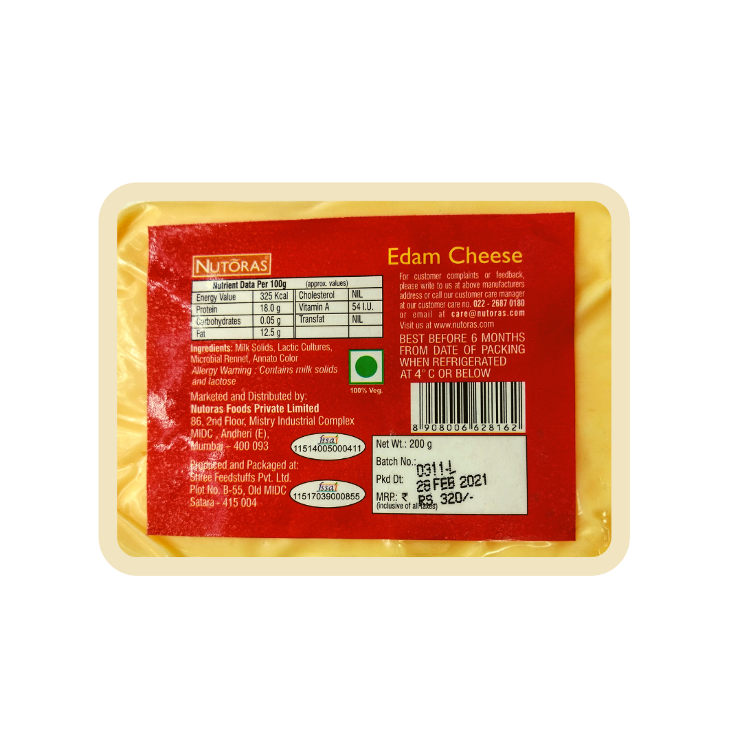 Nutoras Cheese Edam  Block 200g
