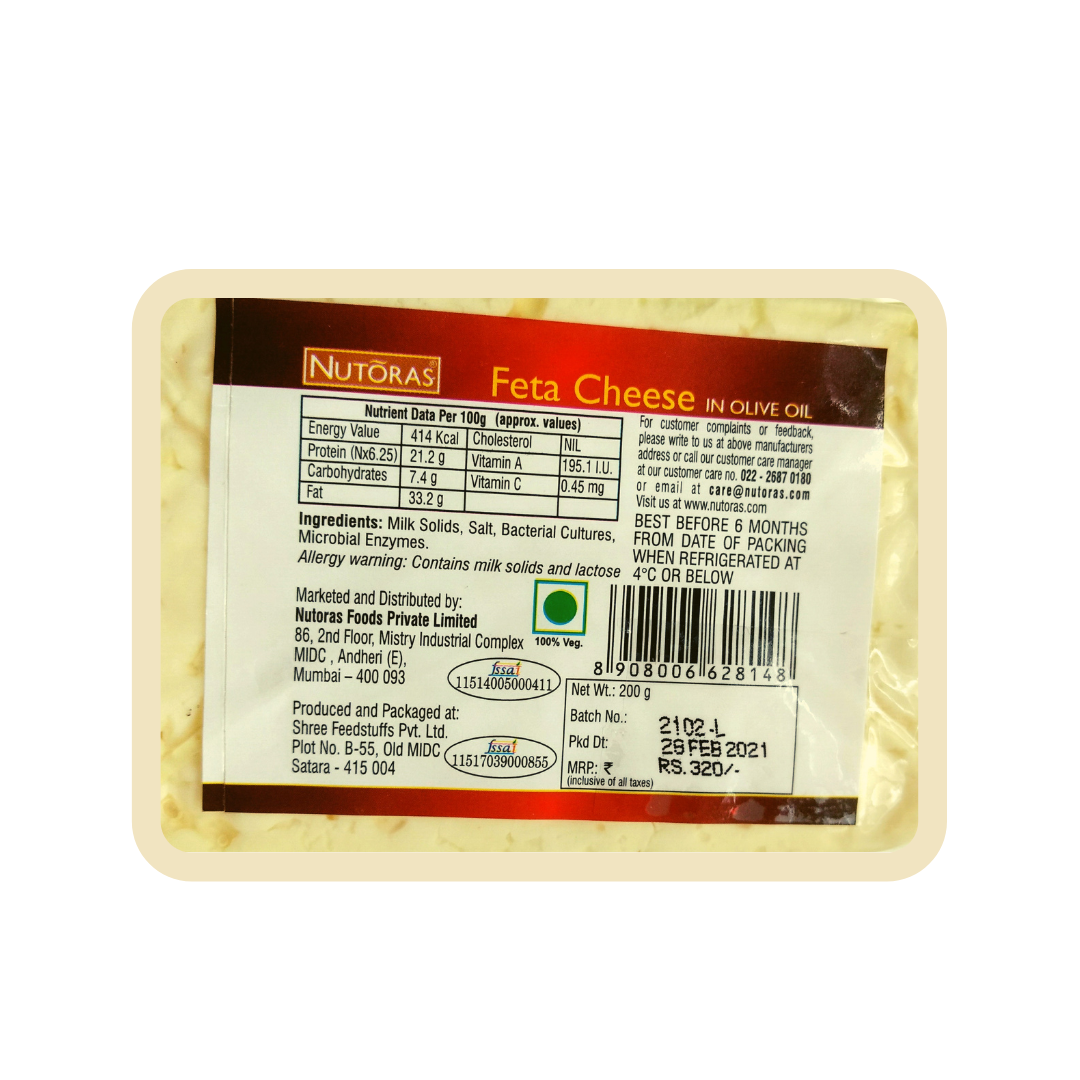 Nutoras Cheese Feta with Olive Oil (Block) 200g